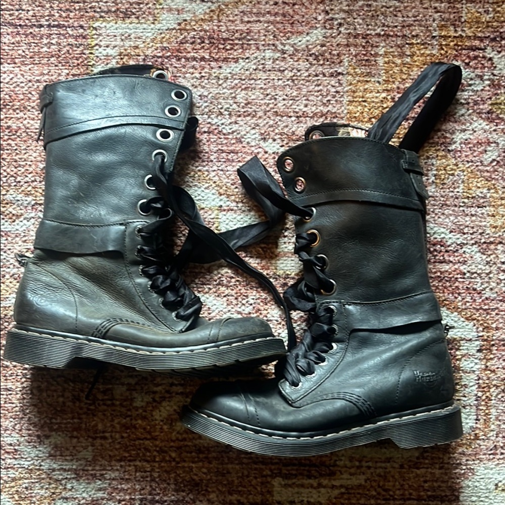 Doc Martens Black Leather Lace-Up Boots